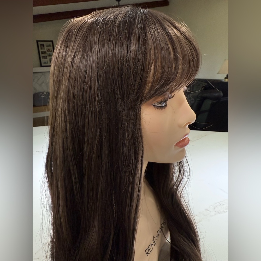 HAIR, 22” Straight with Bangs, Center Part, Brown - Picture 3 of 13
